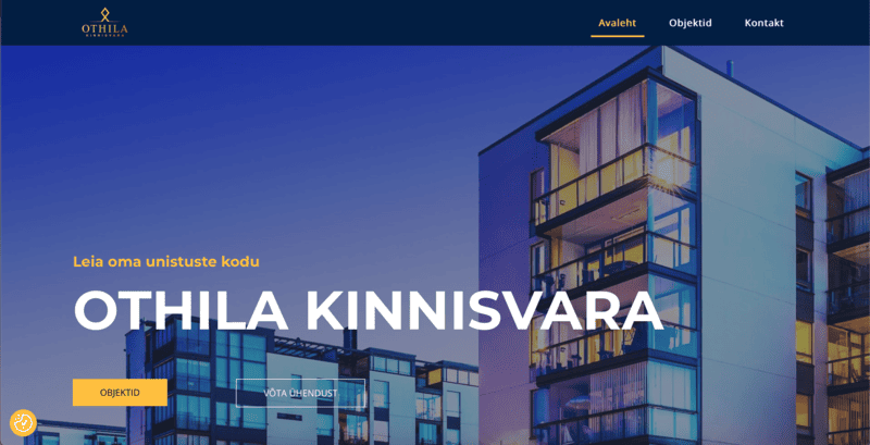 Othila.ee kodulehe avavaade - kortermajad taustal